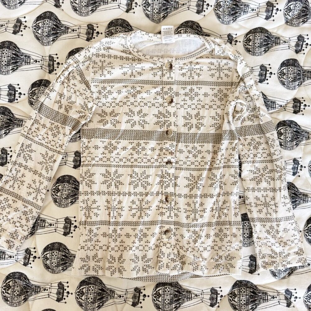 Kate Quinn kids bamboo fennel snowflake cardigan 7 years
